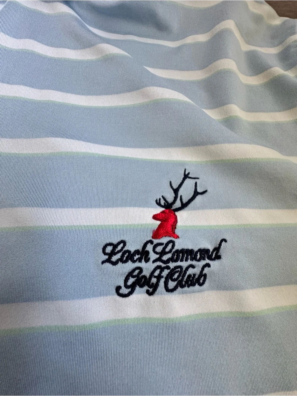 Ralph Lauren Light Blue & White Striped Polo Golf Shirt